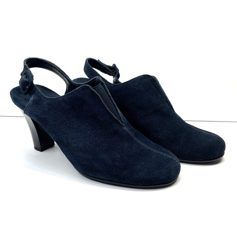 Aerosoles Heelrest Navy Suede Leather‎ Sling Back Heel Shoes Women Size 9